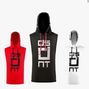3 pcs XL Graphic Sleeveless Hoodies in Black
